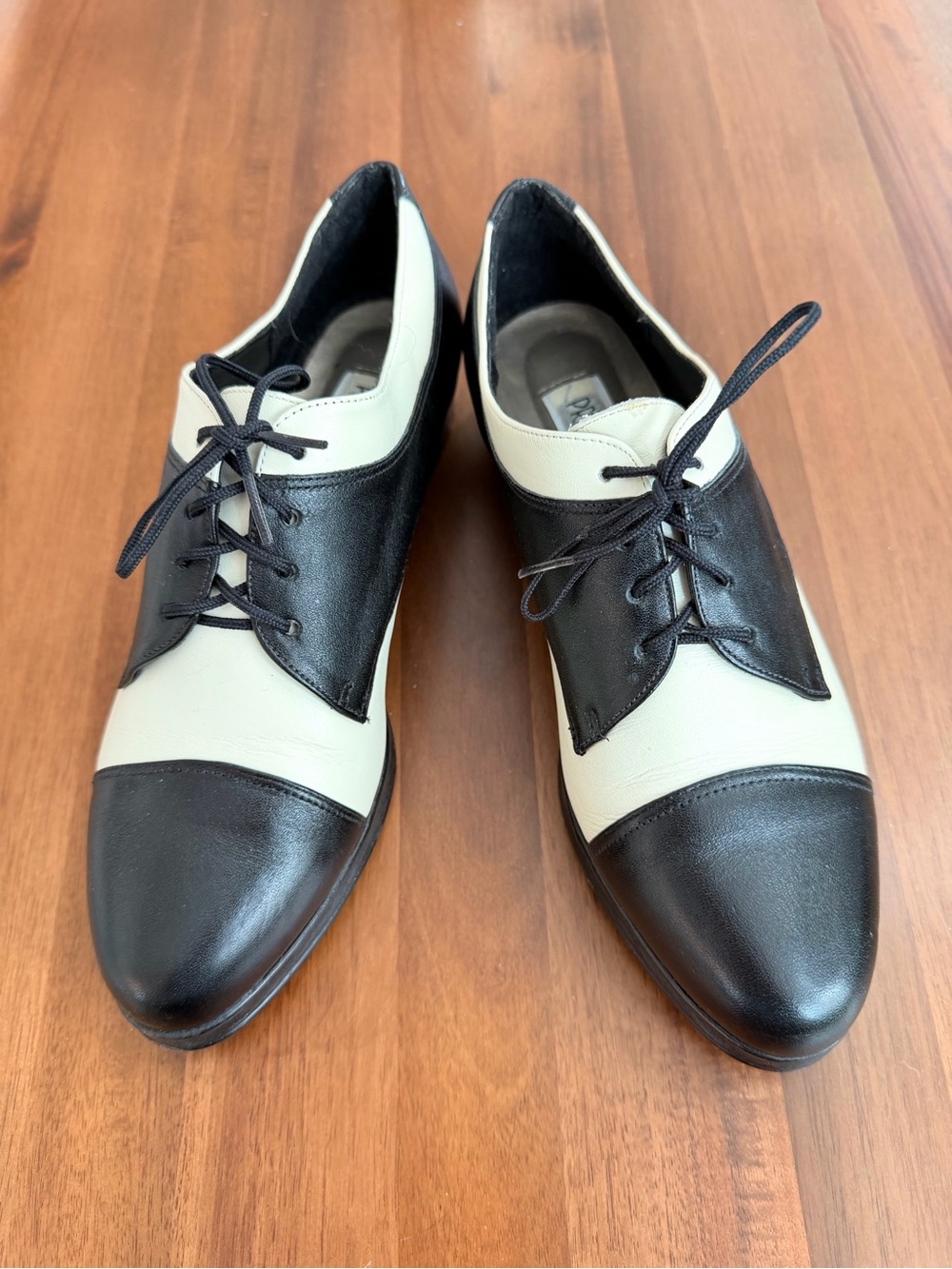 Vintage Prima Royale Leather Spectator Oxford Shoes Black Ivory 7M